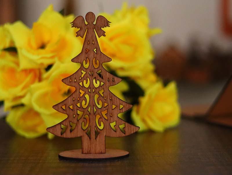 Laser Cut Wooden Christmas Tree Ornament for Decoration
