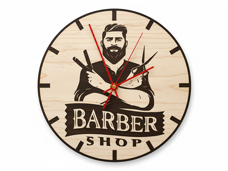 Laser Cut Barber Shop Wall Clock Design