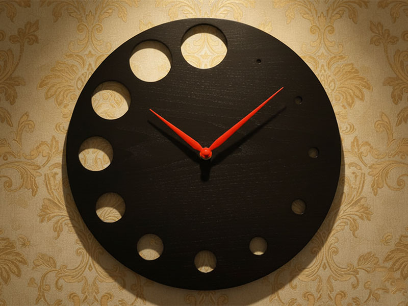 Laser Cut Wooden Chantal Brando Black Tornado Wall Clock
