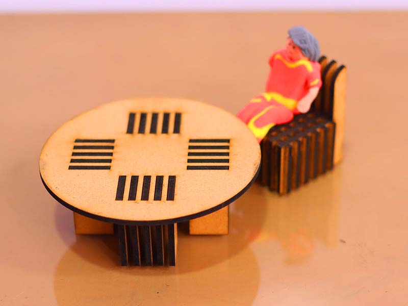 Laser Cut Dollhouse Template Miniature Chair and Table
