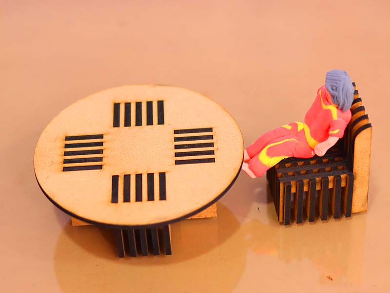 Laser Cut Dollhouse Template Miniature Chair and Table