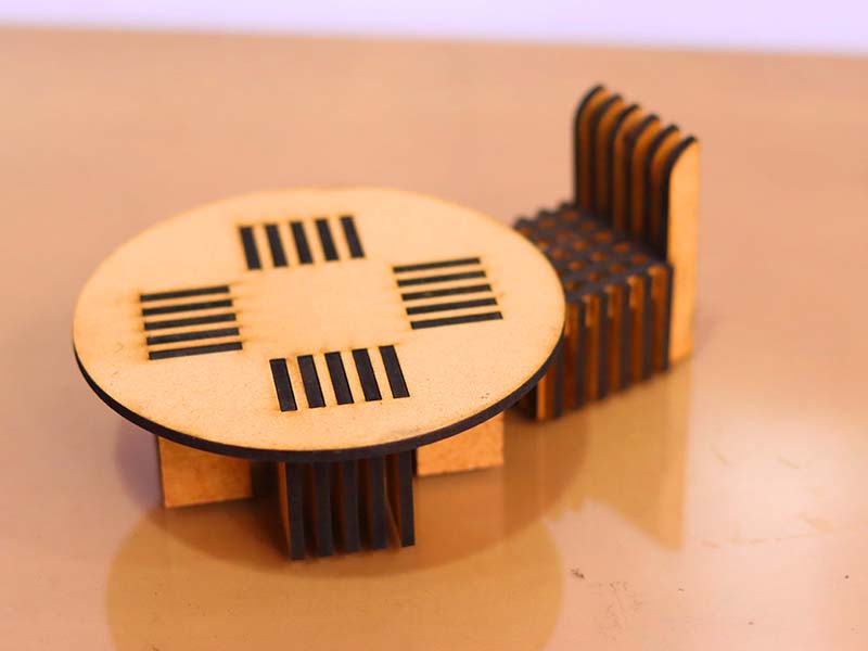 Laser Cut Dollhouse Template Miniature Chair and Table