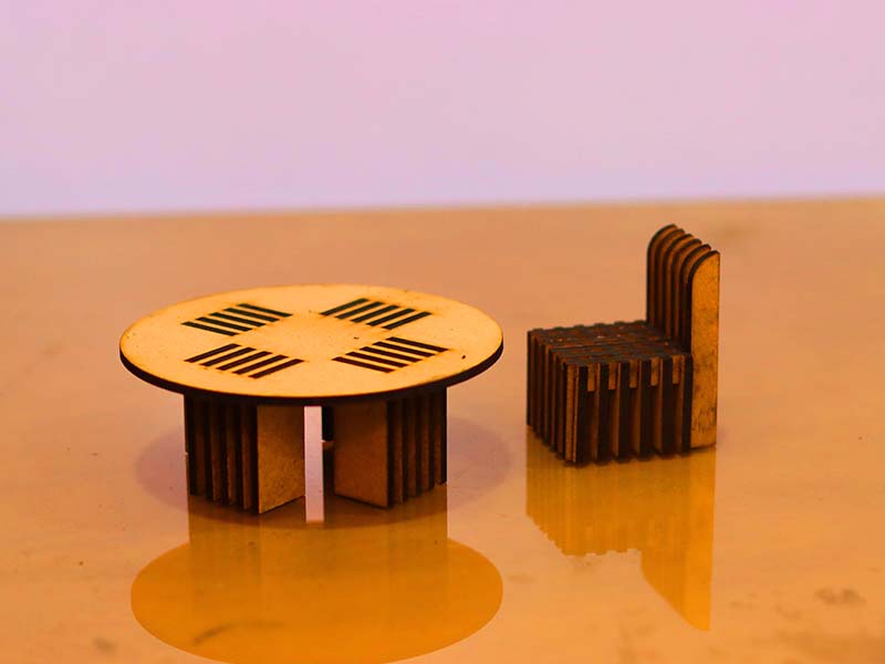 Laser Cut Dollhouse Template Miniature Chair and Table