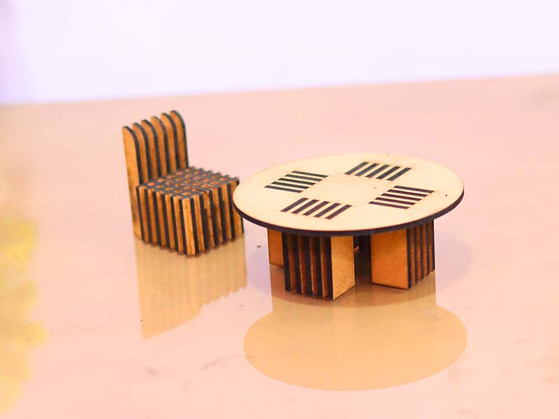 Laser Cut Dollhouse Template Miniature Chair and Table