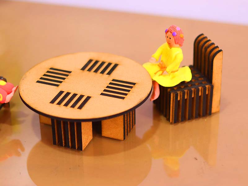 Laser Cut Dollhouse Template Miniature Chair and Table