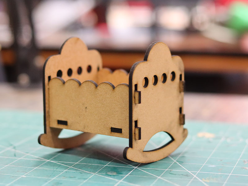 Laser Cut Baby Cradle Dollhouse Miniature Furniture Design