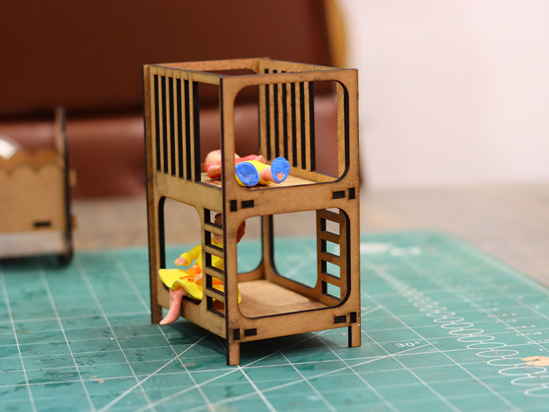 Laser Cut Bunk Bed Dollhouse Miniature Furniture Template