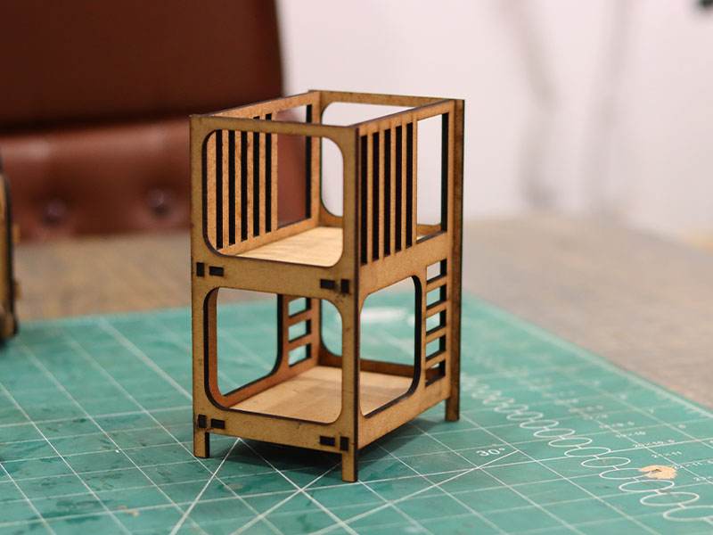 Laser Cut Bunk Bed Dollhouse Miniature Furniture Template
