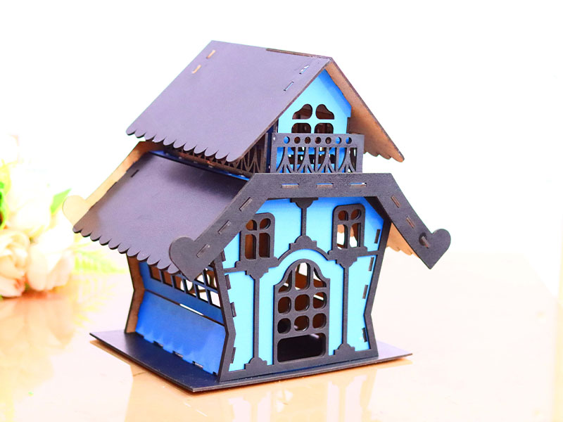 Laser Cut Christmas Dollhouse House Tealight House Model