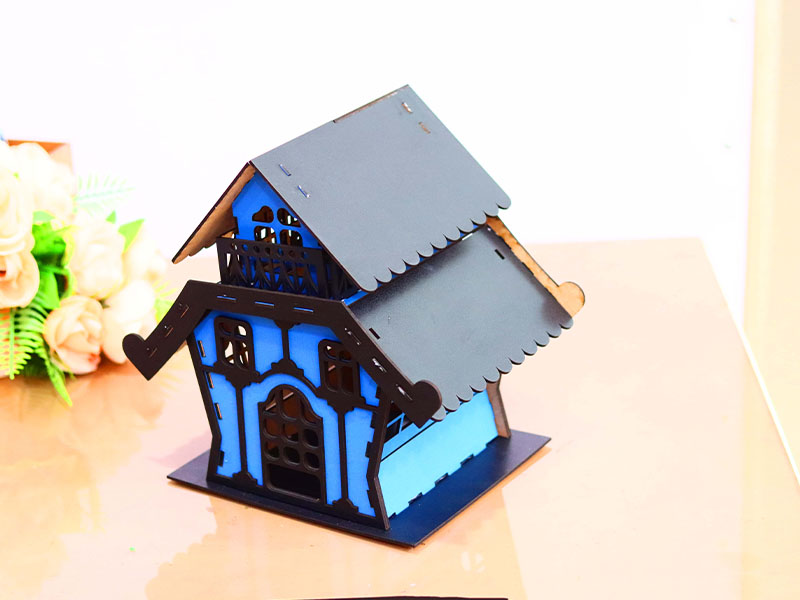 Laser Cut Christmas Dollhouse House Tealight House Model