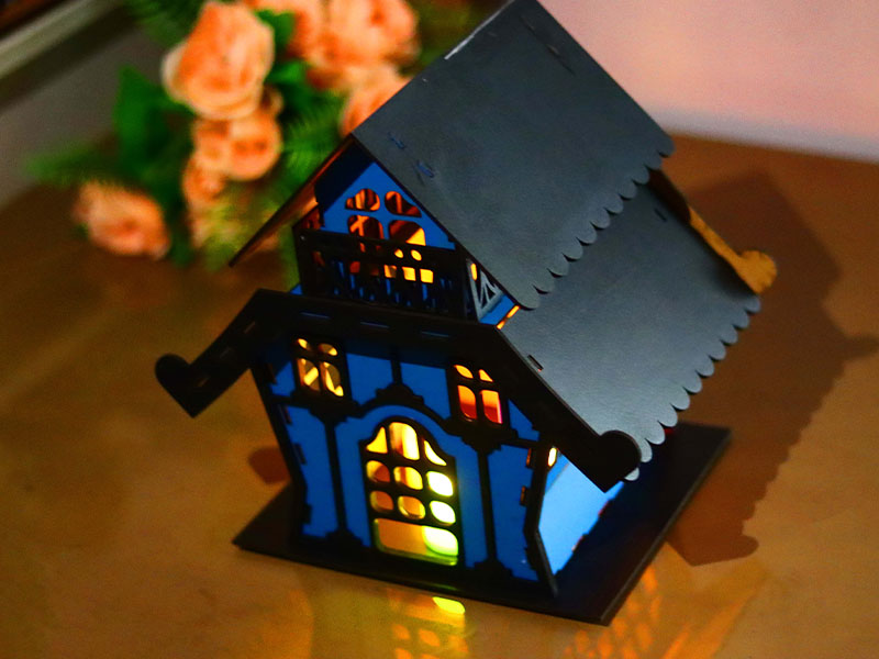 Laser Cut Christmas Dollhouse House Tealight House Model