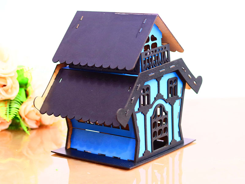 Laser Cut Christmas Dollhouse House Tealight House Model