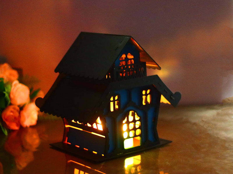 Laser Cut Christmas Dollhouse House Tealight House Model