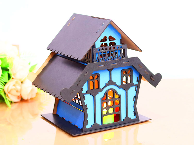 Laser Cut Christmas Dollhouse House Tealight House Model