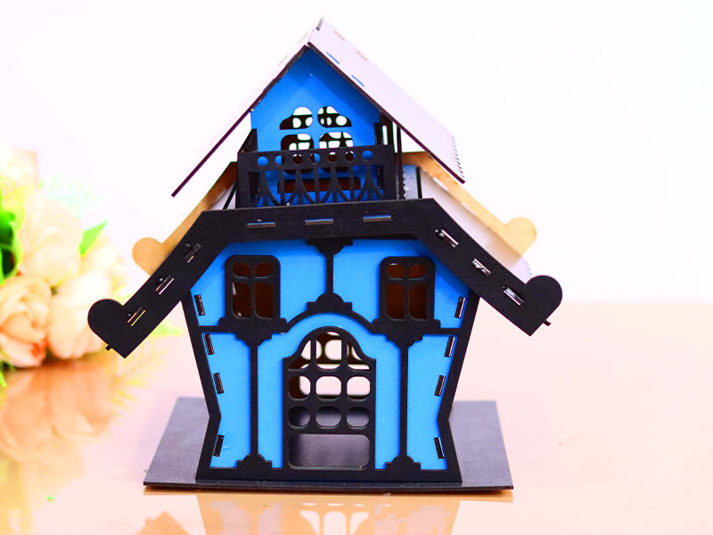 Laser Cut Christmas Dollhouse House Tealight House Model