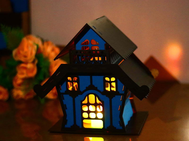 Laser Cut Christmas Dollhouse House Tealight House Model