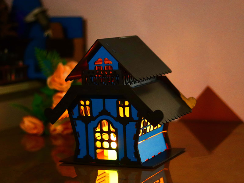 Laser Cut Christmas Dollhouse House Tealight House Model
