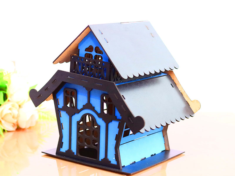 Laser Cut Christmas Dollhouse House Tealight House Model