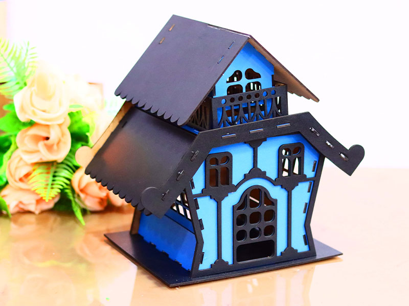 Laser Cut Christmas Dollhouse House Tealight House Model