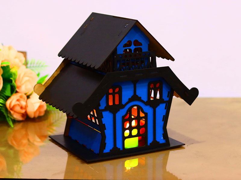 Laser Cut Christmas Dollhouse House Tealight House Model