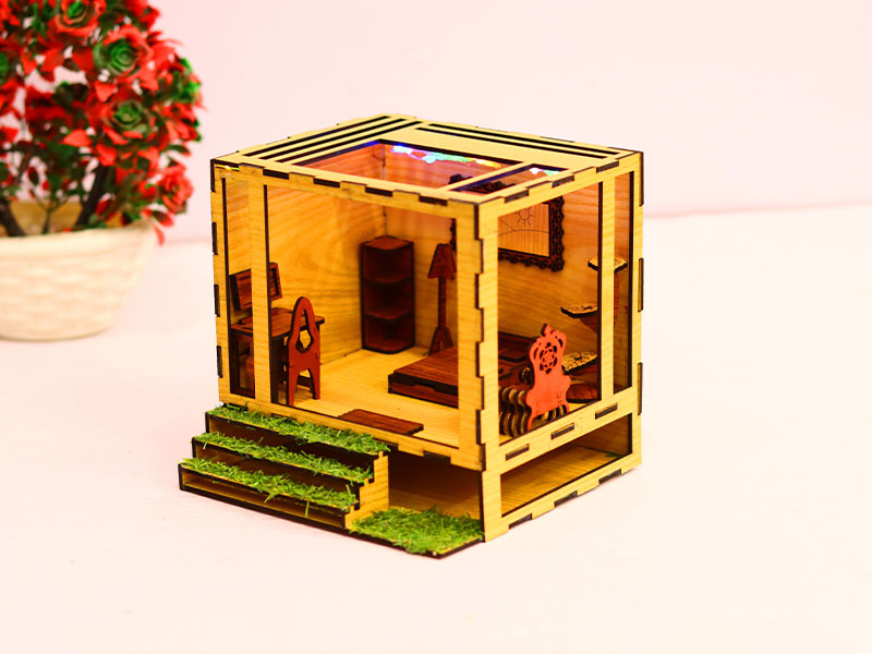 Laser Cut DIY Miniature Dollhouse with Furniture Toy Model Kit