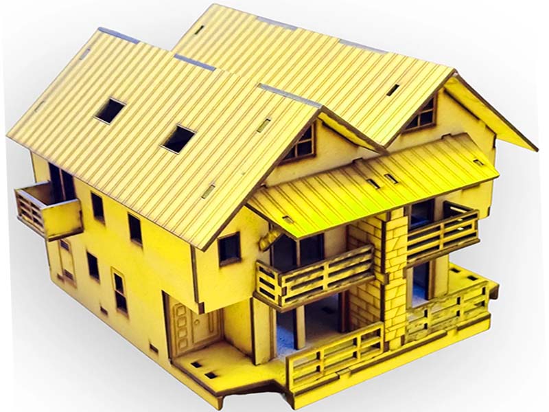 Laser Cut Dollhouse 3D Model Wooden House Design
