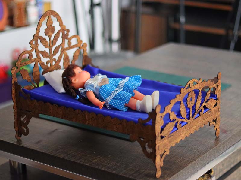 Laser Cut Wooden Dollhouse Bed Furniture Template