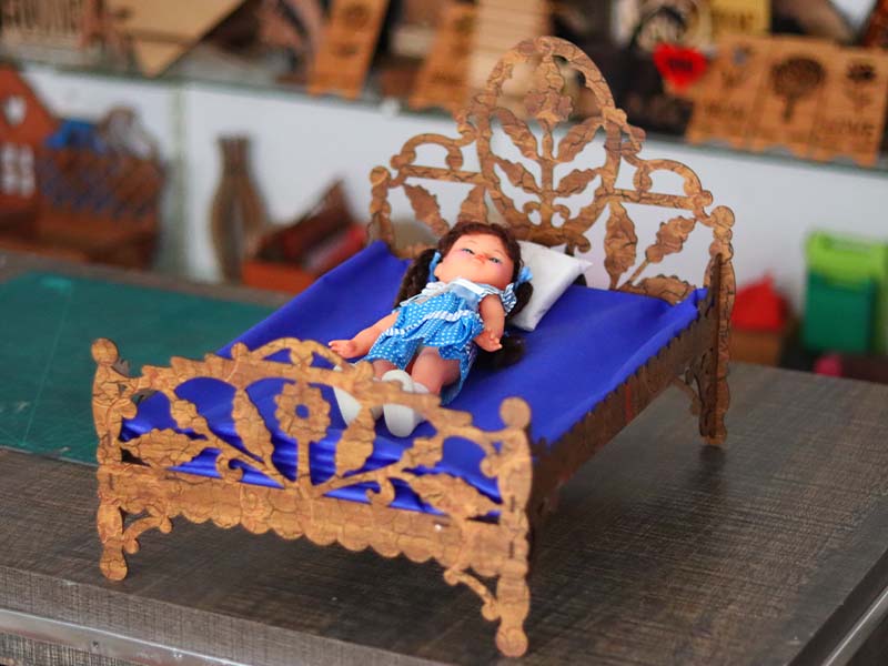 Laser Cut Wooden Dollhouse Bed Furniture Template