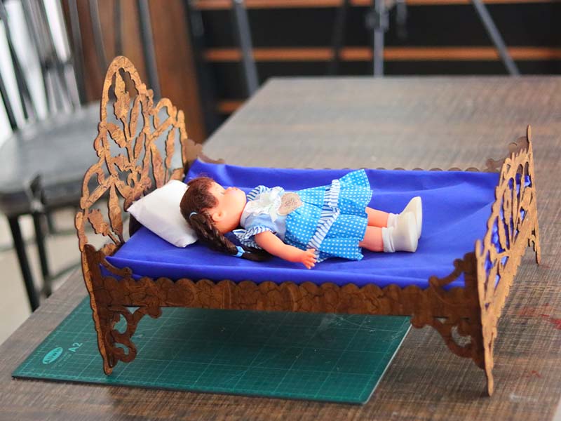 Laser Cut Wooden Dollhouse Bed Furniture Template