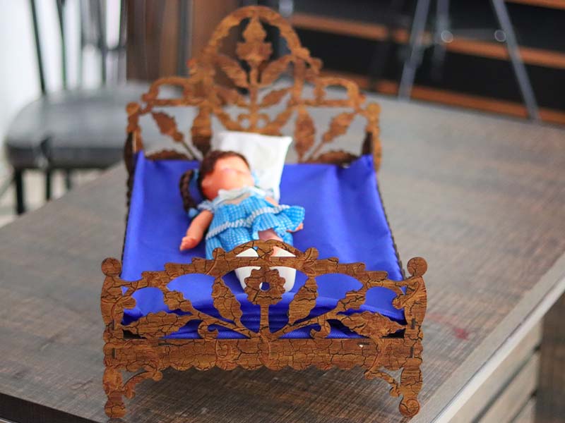 Laser Cut Wooden Dollhouse Bed Furniture Template