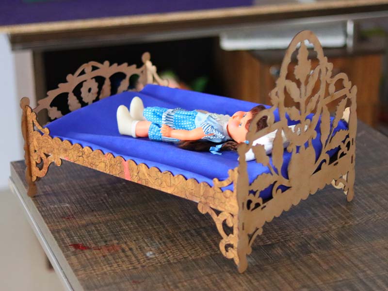 Laser Cut Wooden Dollhouse Bed Furniture Template