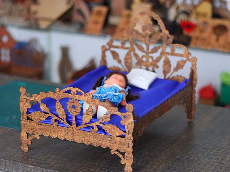 Laser Cut Wooden Dollhouse Bed Furniture Template
