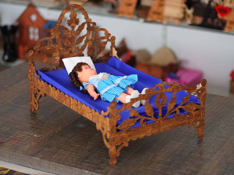 Laser Cut Wooden Dollhouse Bed Furniture Template