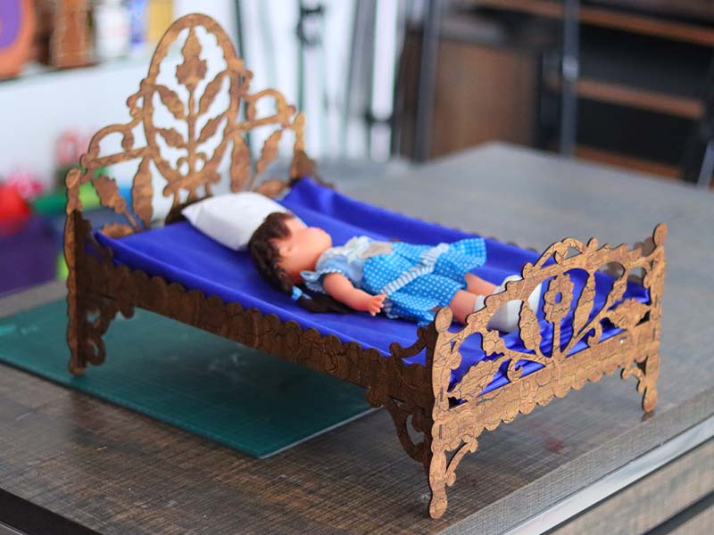 Laser Cut Wooden Dollhouse Bed Furniture Template
