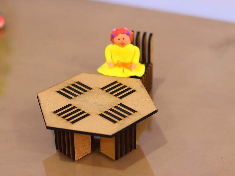 Laser Cut Dollhouse Miniature Chair and Table Furniture