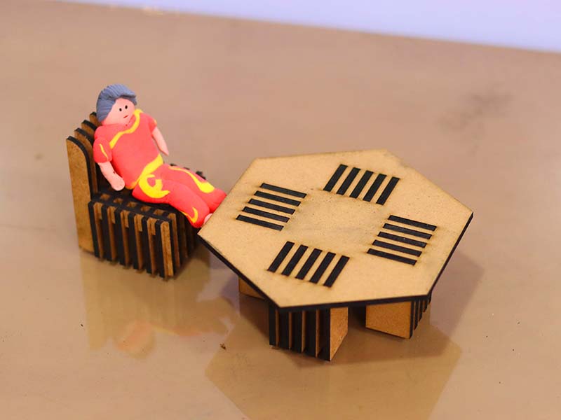 Laser Cut Dollhouse Miniature Chair and Table Furniture