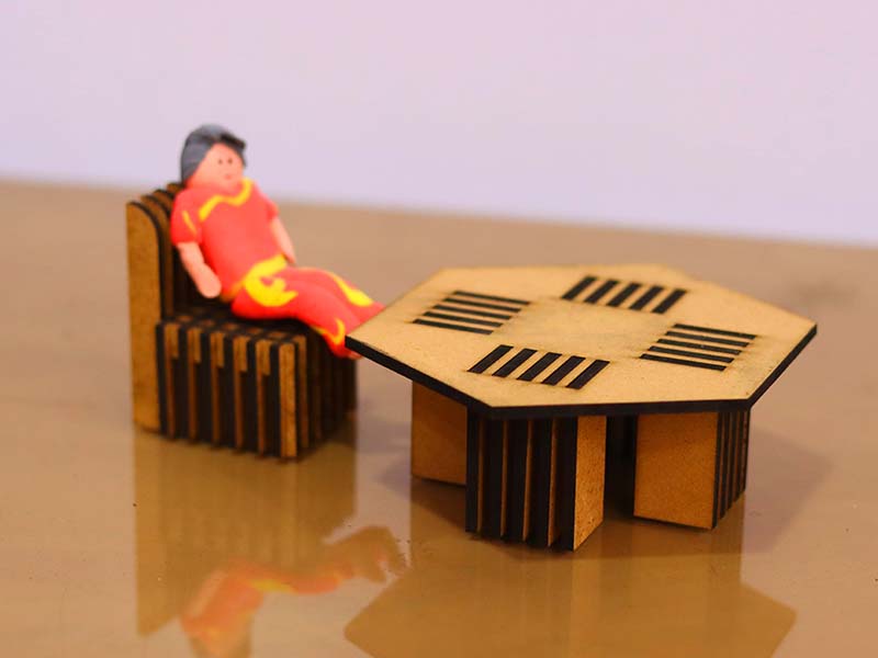 Laser Cut Dollhouse Miniature Chair and Table Furniture