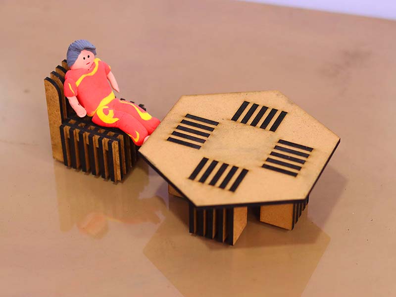 Laser Cut Dollhouse Miniature Chair and Table Furniture