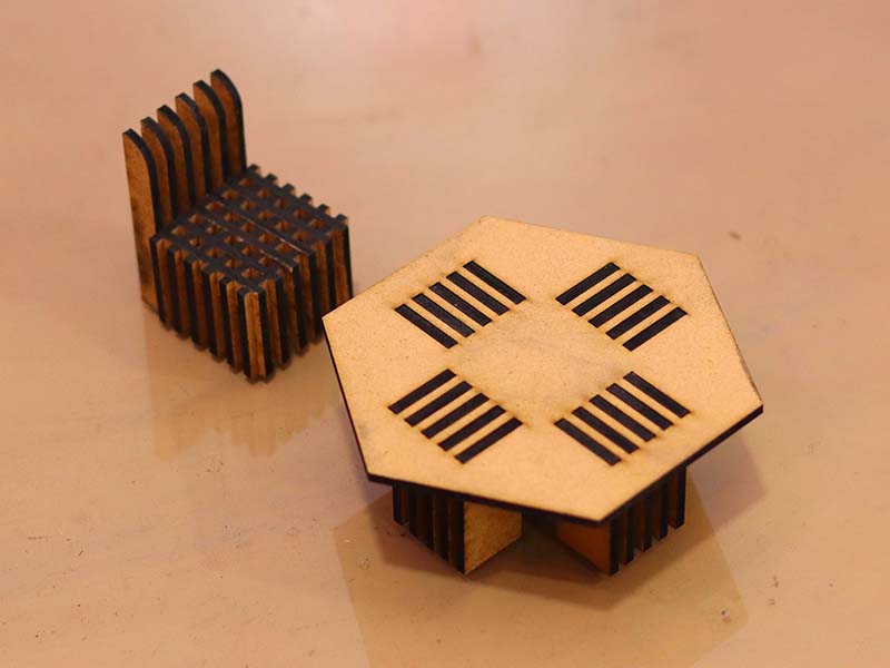 Laser Cut Dollhouse Miniature Chair and Table Furniture