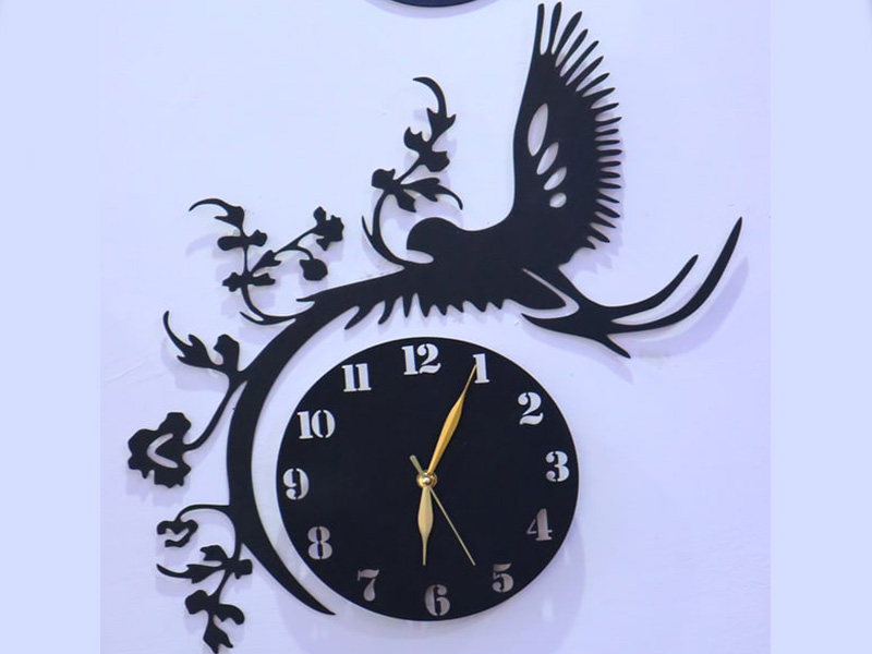 Laser Cut 3D Wooden Flying Bird Wall Clock