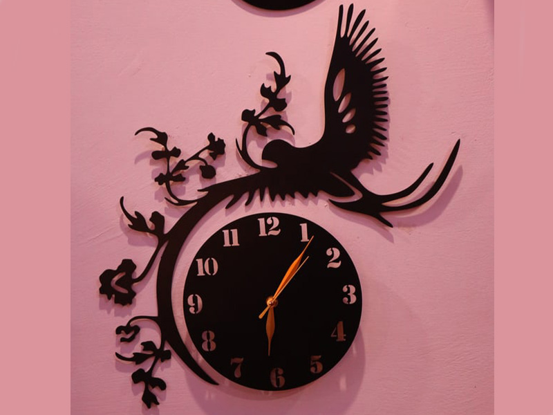 Laser Cut 3D Wooden Flying Bird Wall Clock