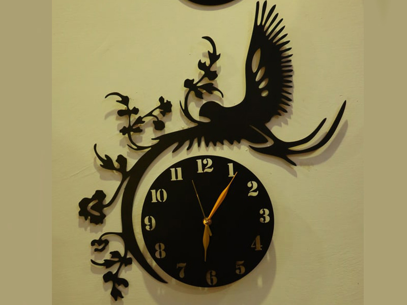 Laser Cut 3D Wooden Flying Bird Wall Clock