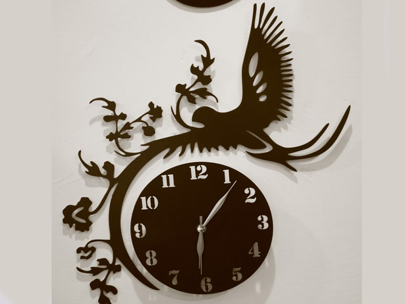 Laser Cut 3D Wooden Flying Bird Wall Clock