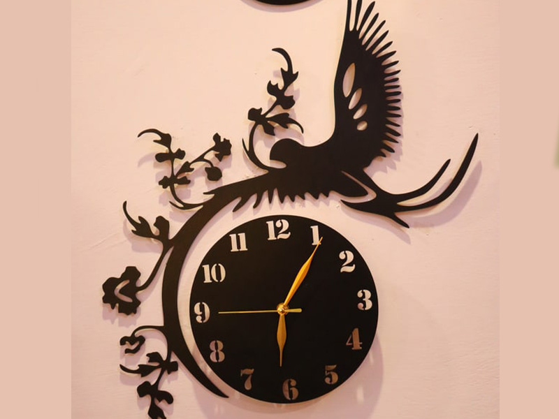 Laser Cut 3D Wooden Flying Bird Wall Clock