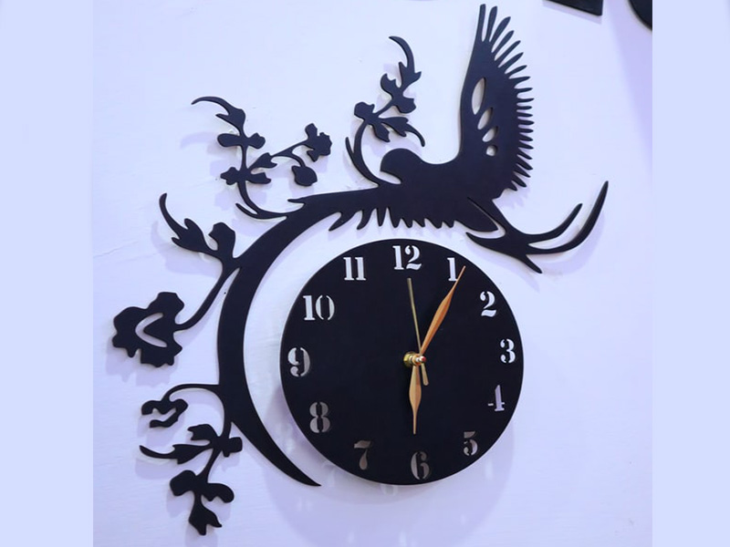 Laser Cut 3D Wooden Flying Bird Wall Clock
