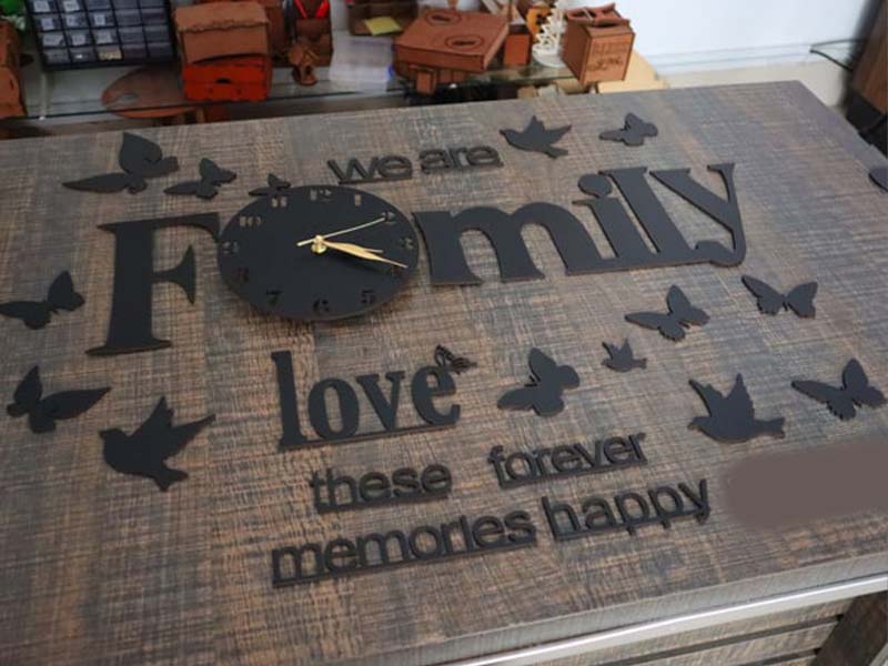 Laser Cut 3D Wooden Wall Clock Family Wall Clock Design