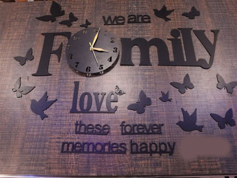Laser Cut 3D Wooden Wall Clock Family Wall Clock Design