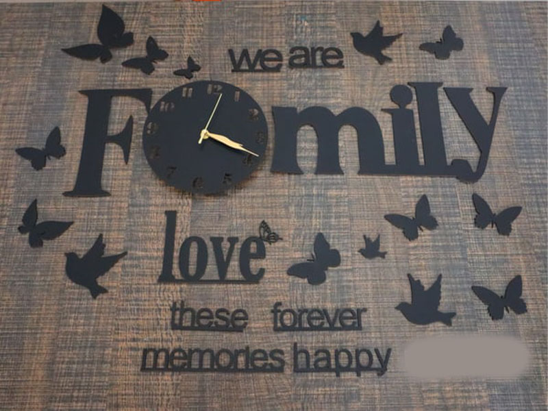 Laser Cut 3D Wooden Wall Clock Family Wall Clock Design
