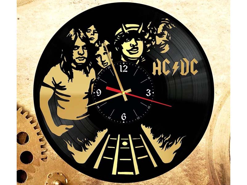 Laser Cut AC DC Wooden 3D Wall Clock Template