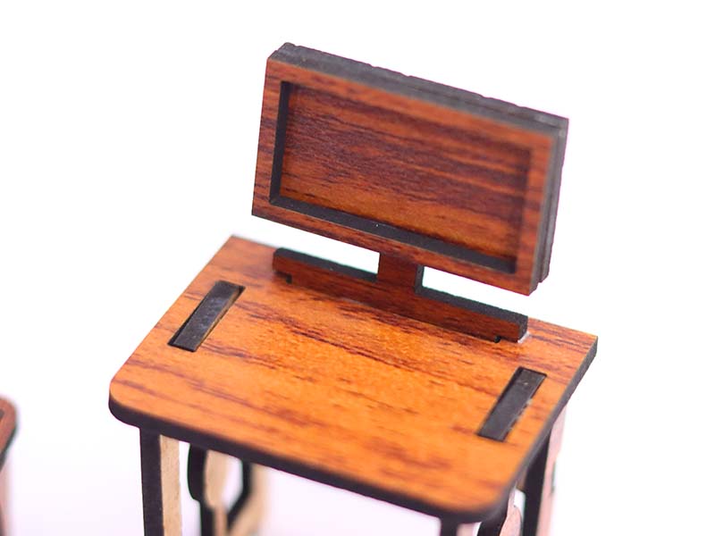 Laser Cut Dollhouse Furniture Computer Table and Chair Set